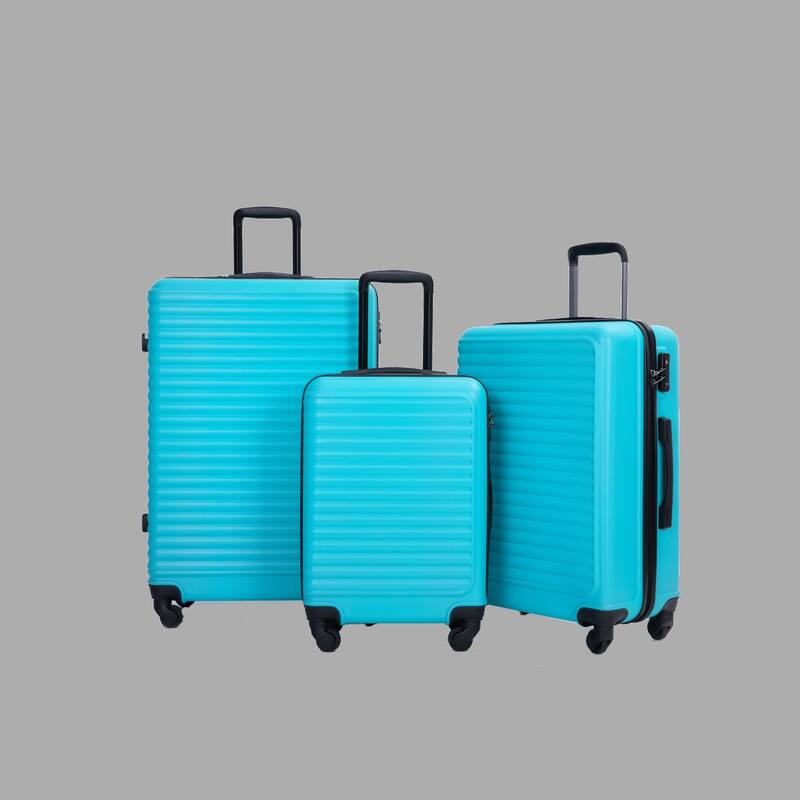 Durable 3-Piece ABS Luggage Set, Carry-On 20", Check-In 24" & 28" with Spinner Wheels - Turquoise