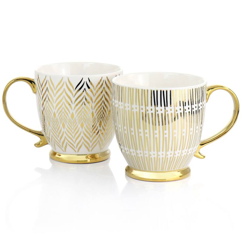 Gibson Home Gold Finch 4 Piece 16.7oz Electroplated Mug Set