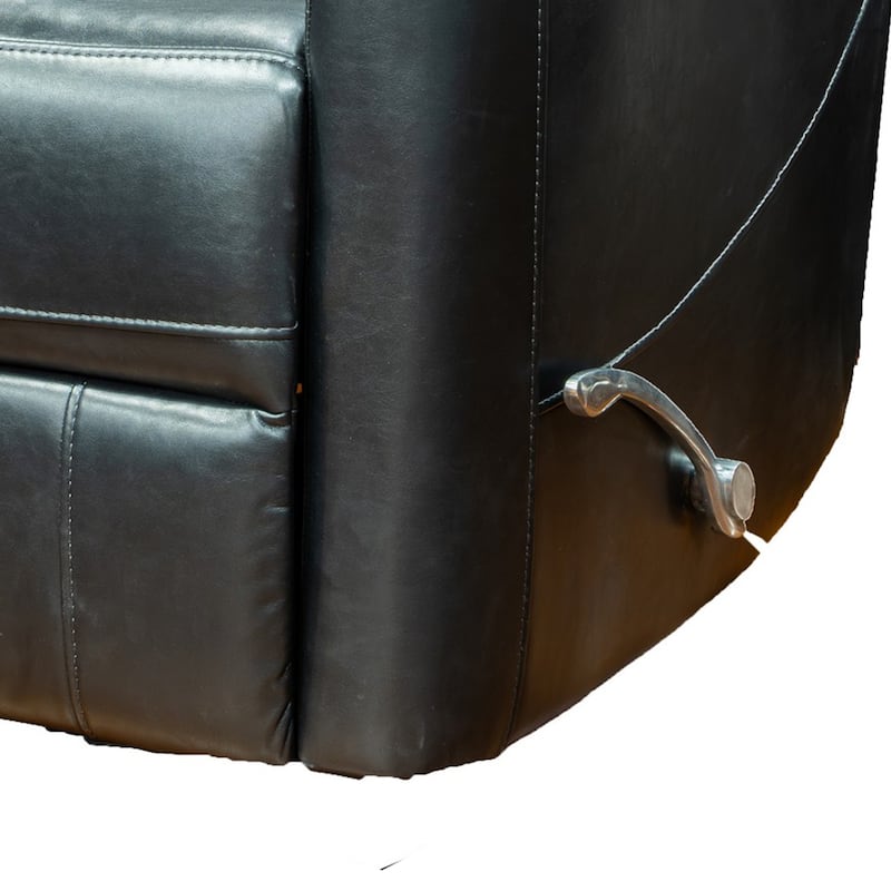 Aki 36 Inch Swivel Manual Recliner Chair, Luxury Plush Black Faux Leather
