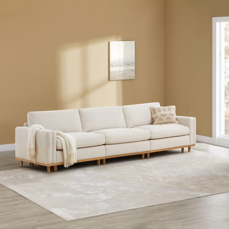 Pamela Oversized Modular Sectional Sofa Couch - Linen-3 Pieces