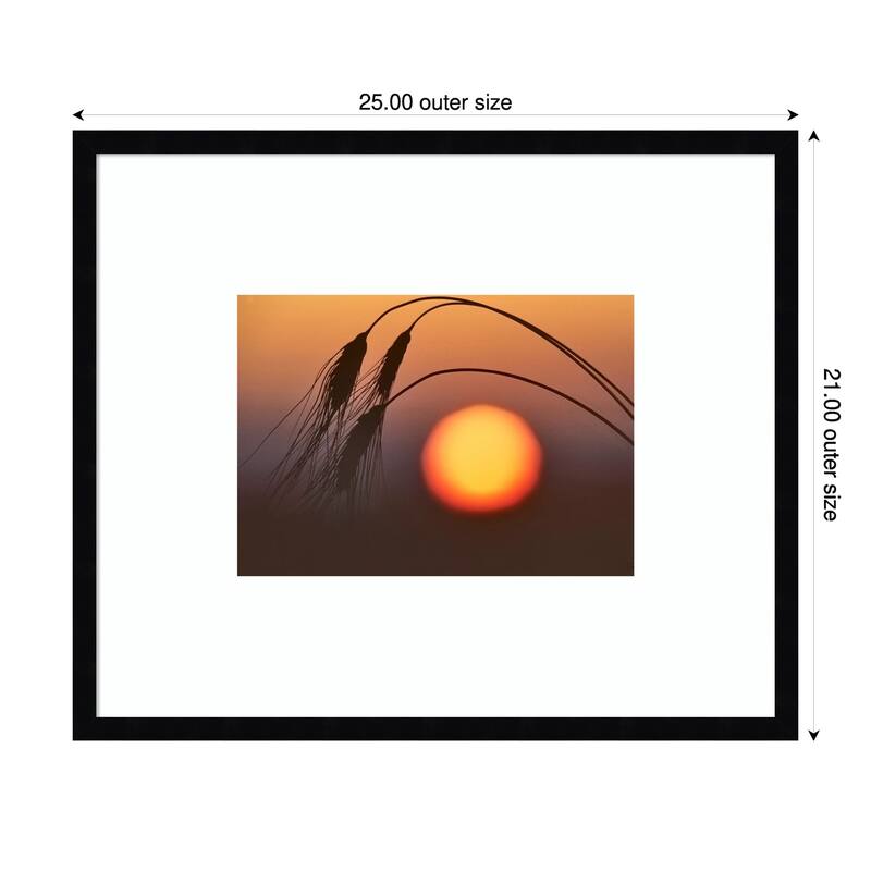 Wheat and Sunrise by Dennis Frates Wood Framed Wall Art Print - 25 x 21 in