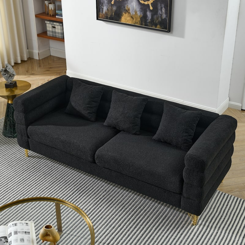 81 Inch Oversized 3 Seater Sectional Sofa with 3 Pillows