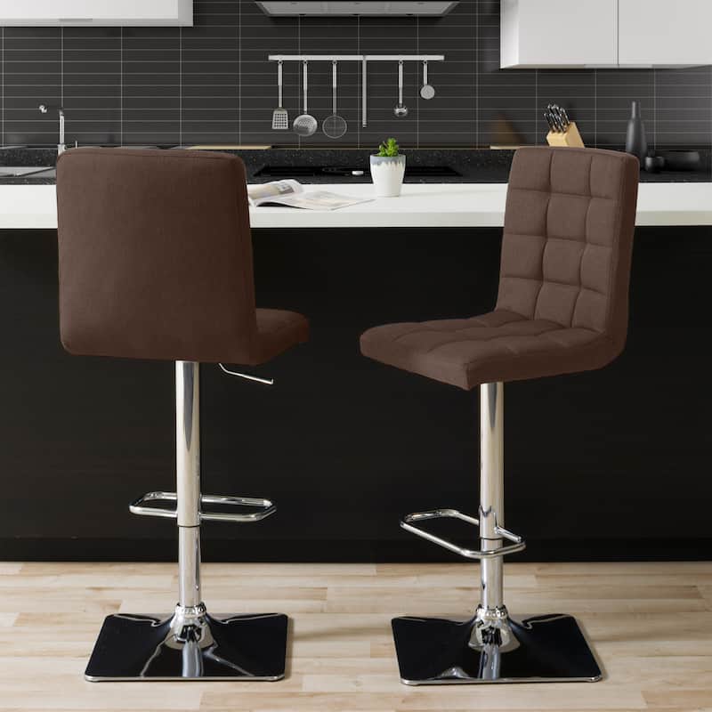 Set of 2 Gas Lift Upholstered Adjustable Barstool