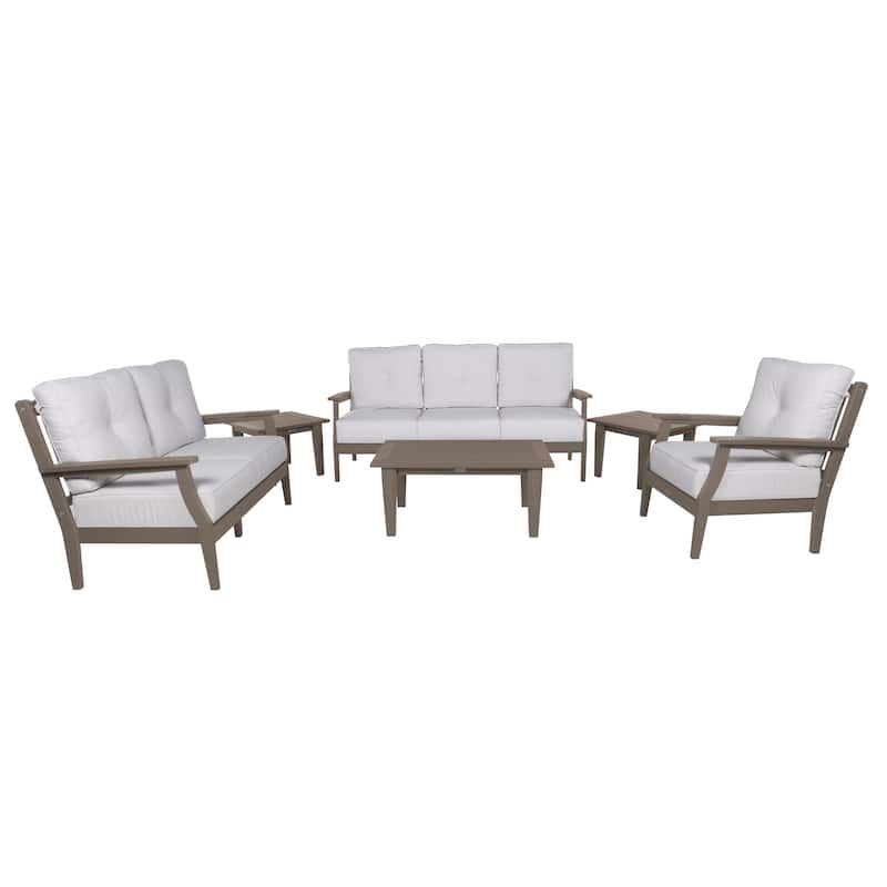 HIGHWOOD Lehigh 6-Piece Grand Deep Seating Set - Bliss Linen