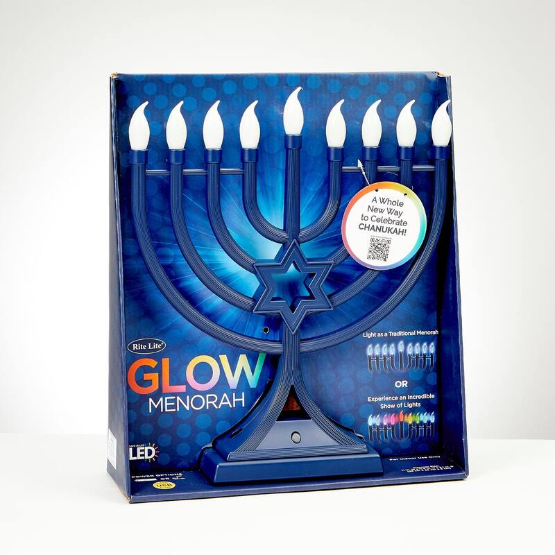 LED Glow Color Changing Hanukkah Menorah - 13" - Navy