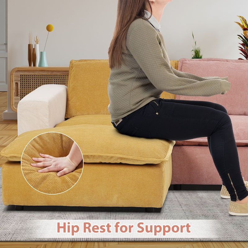 Modular Sectional Sofa, Modern Comfy Cloud Sofa Couch, Corduroy Rainbow Deep Seat Sofa with Movable Cushion