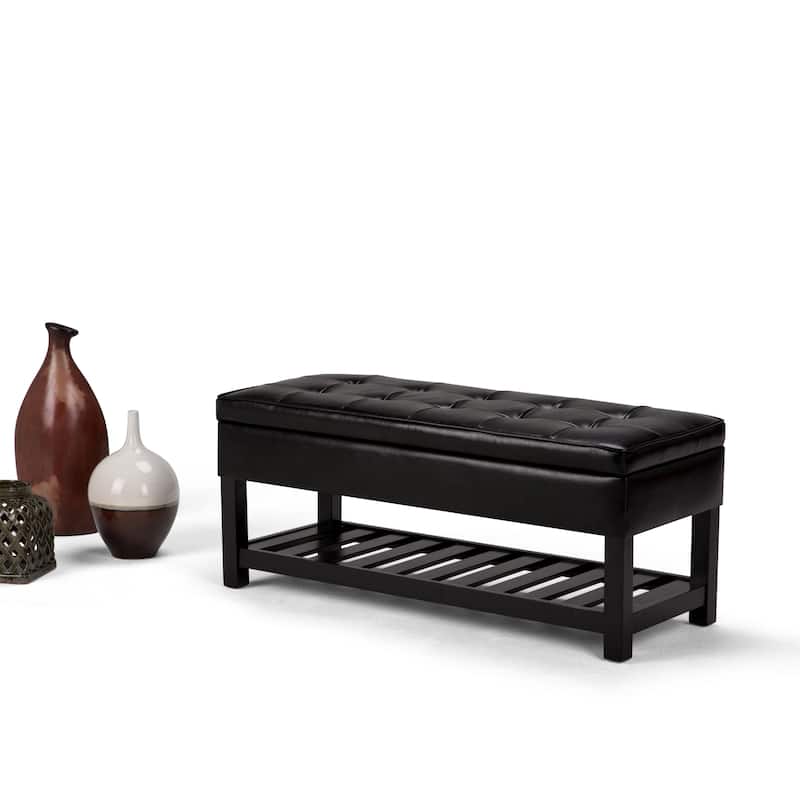 WYNDENHALL Essex 44 inch Wide Transitional Rectangle Ottoman Bench - Midnight Black