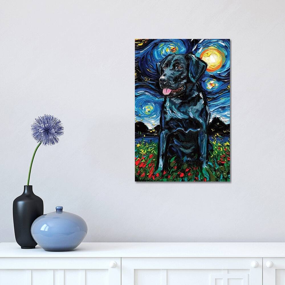 iCanvas "Black Labrador Night IV" by Aja Trier Canvas Print