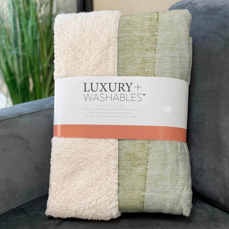 Premium Machine Washable Contemporary Ombre Sherpa Throw Blanket