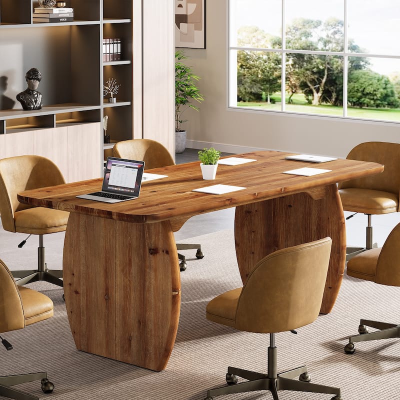 63-Inch Solid Wood Executive Desk with Sturdy Legs