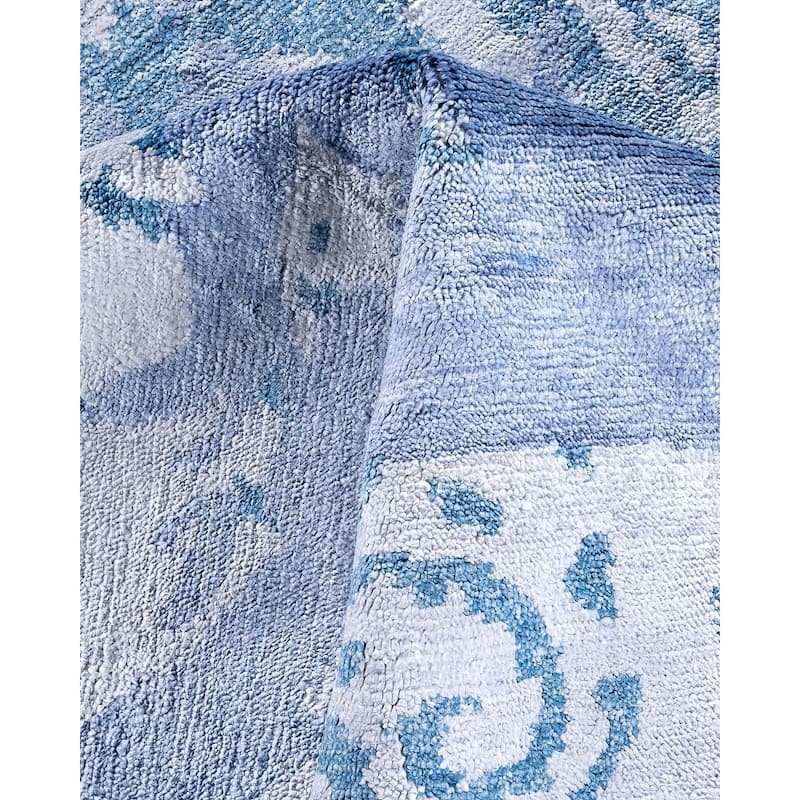 Modern One-of-a-Kind Hand-Knotted Area Rug - Purple, 9' 1" x 12' 3" - 9' 1" x 12' 3"