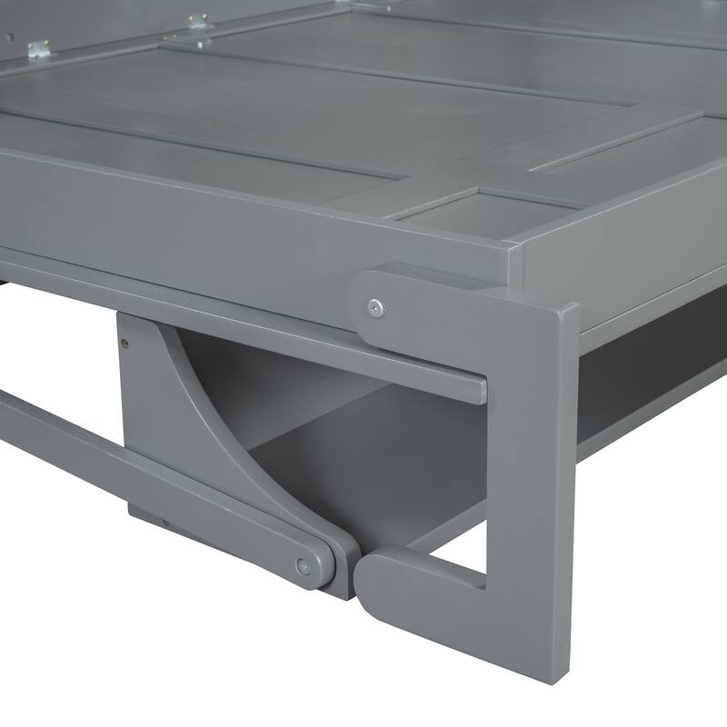 Full Murphy Bed with Hydraulic Lift, Folding Desk, and Built-In Storage - Space-Saving Solution for Modern Living