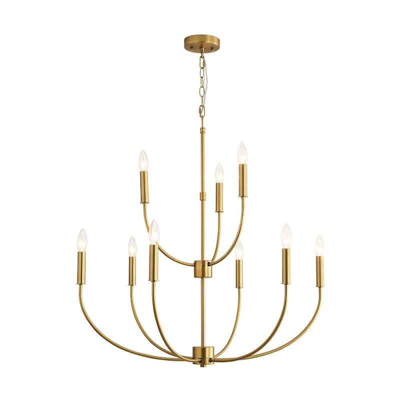 Modern Farmhouse 9-Light Candle Style Tiered Entryway Chandelier - 32.3 in