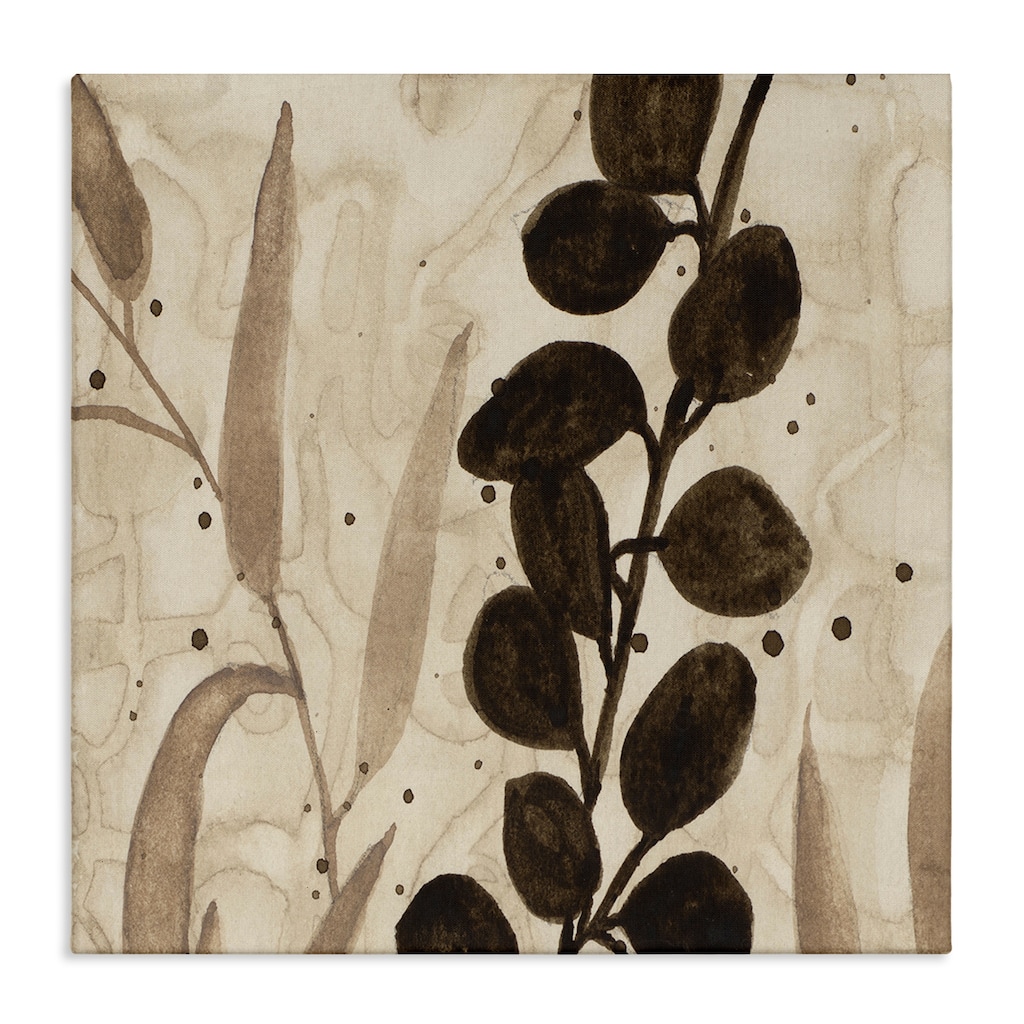 Stupell Asymmetrical Natural Leaves Canvas Wall Art Design By Krinlox