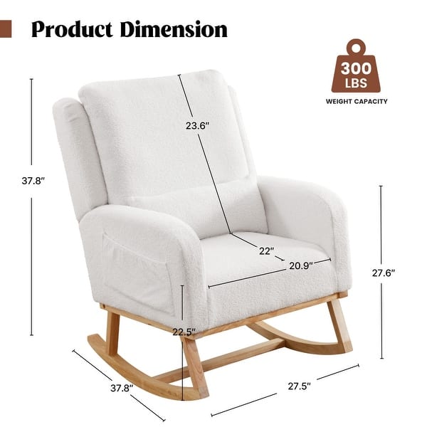 dimension image slide 0 of 8, HOMYKA 27.5" Wide Rocking Chair for Nursery