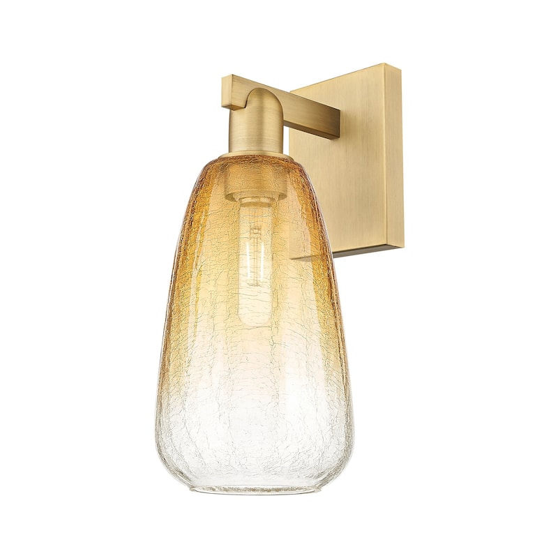Innovations Lighting 716-1W-11-8 Brookhaven Almond Sconce Brookhaven - Brushed Brass / Amber
