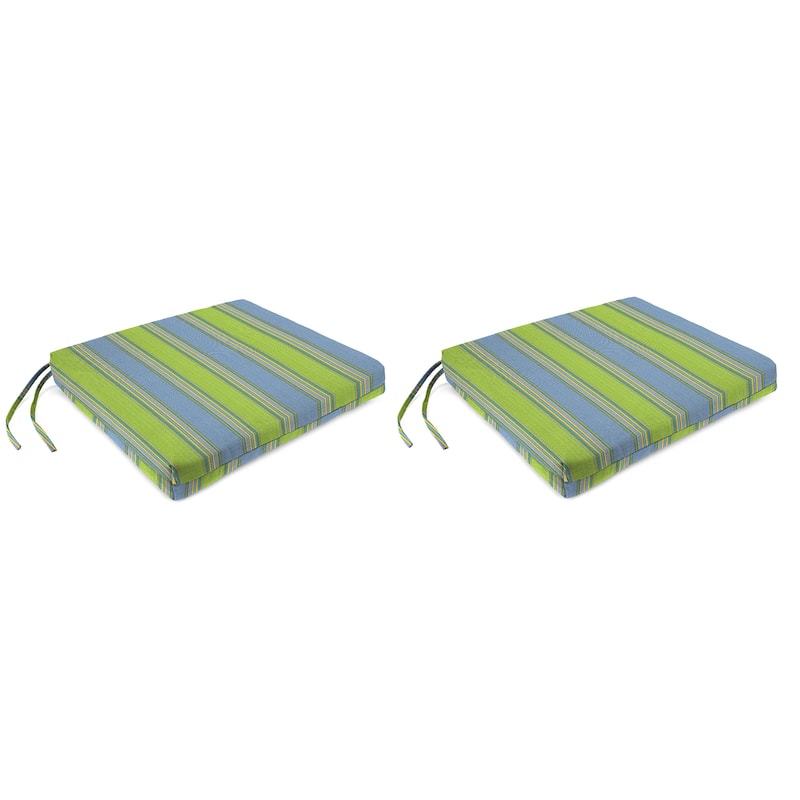 Sunbrella 19" x 17" Outdoor Seat Cushion with Ties - Set of 2 - 19" W x 17" L x 2" H - Bravada Limelight