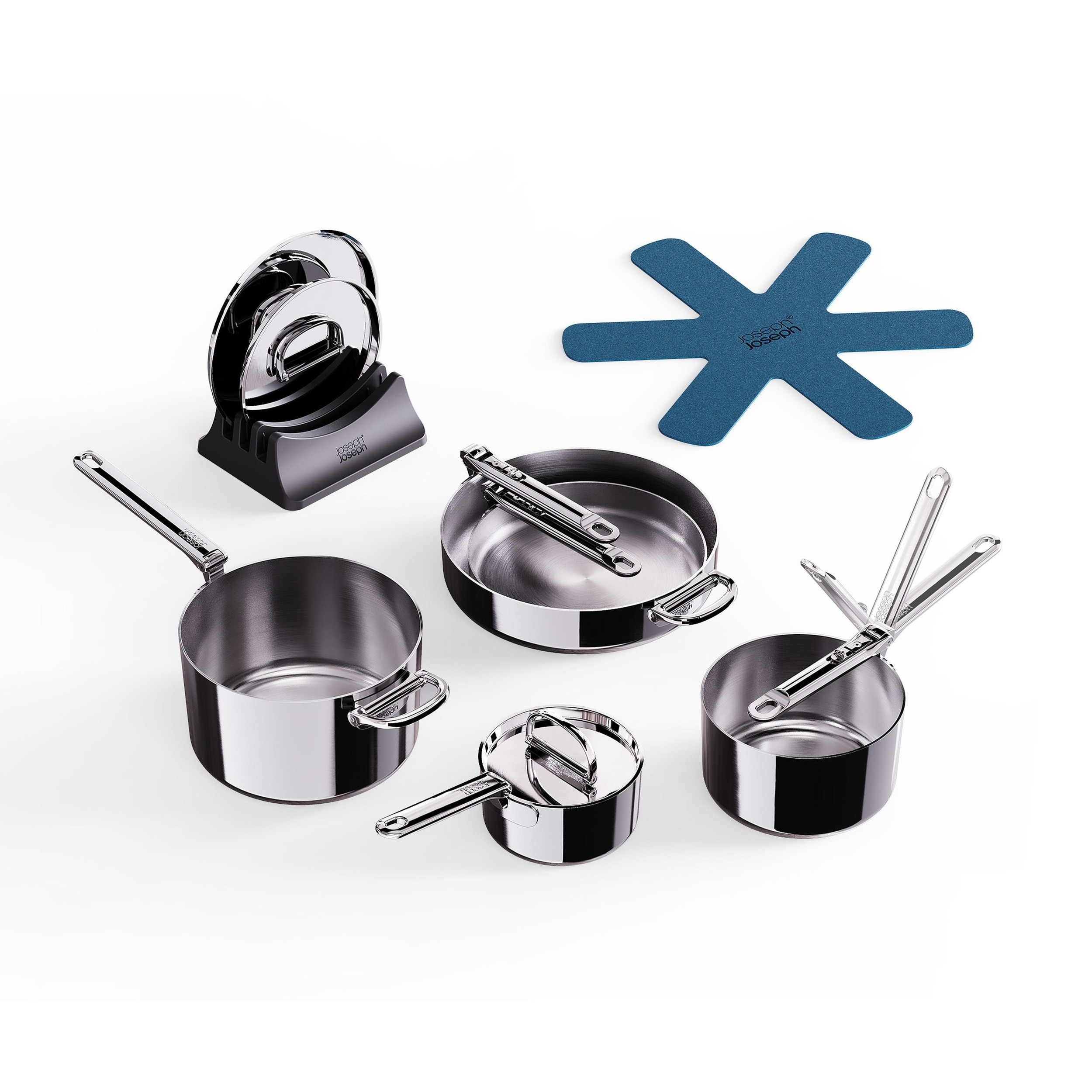 Joseph Joseph Space Steel 8-piece Stainless Steel Cookware Set with Folding Handles