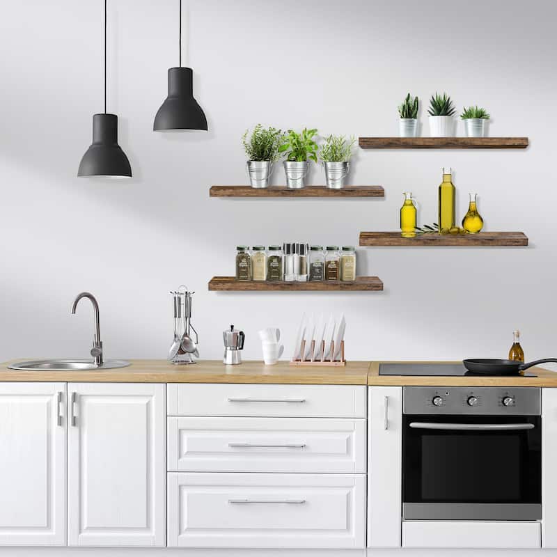 Sorbus Floating Wall Shelves Wall Mounted (4 Pack) - 24" L X 9" W X 1.5"H
