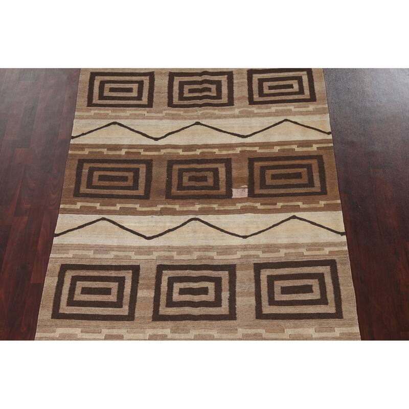Kilim Natural Dye Geometric Tribal Oriental Area Rug Wool Flat-woven - 5'4" x 9'11"