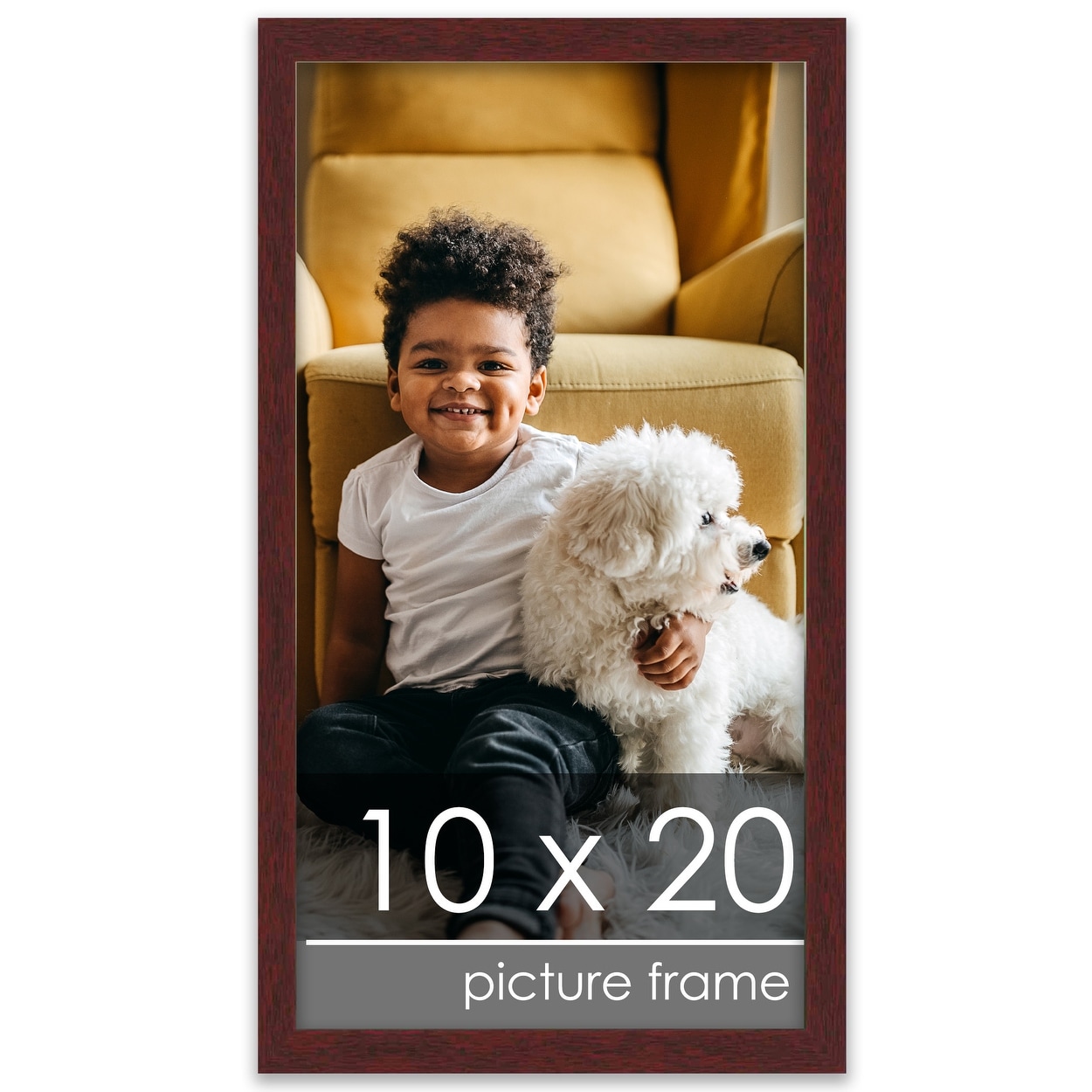 10x20 Traditional Mahogany Complete Wood Picture Frame with UV Acrylic, Foam Board Backing, & Hardware - Brown
