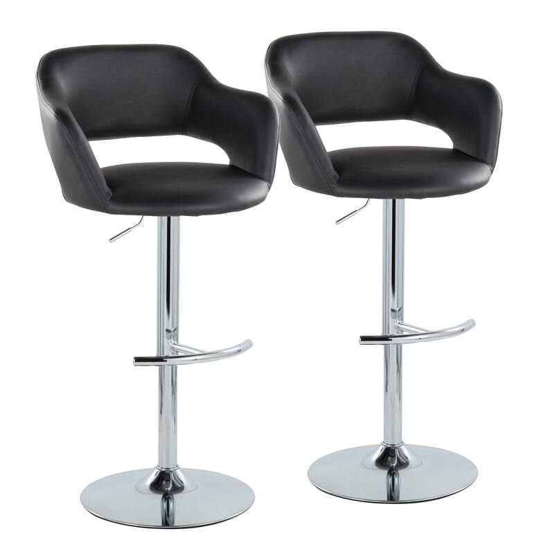 Porch & Den Vallen Adjustable Faux Leather Bar Stool with Rounded T Footrest (Set of 2)