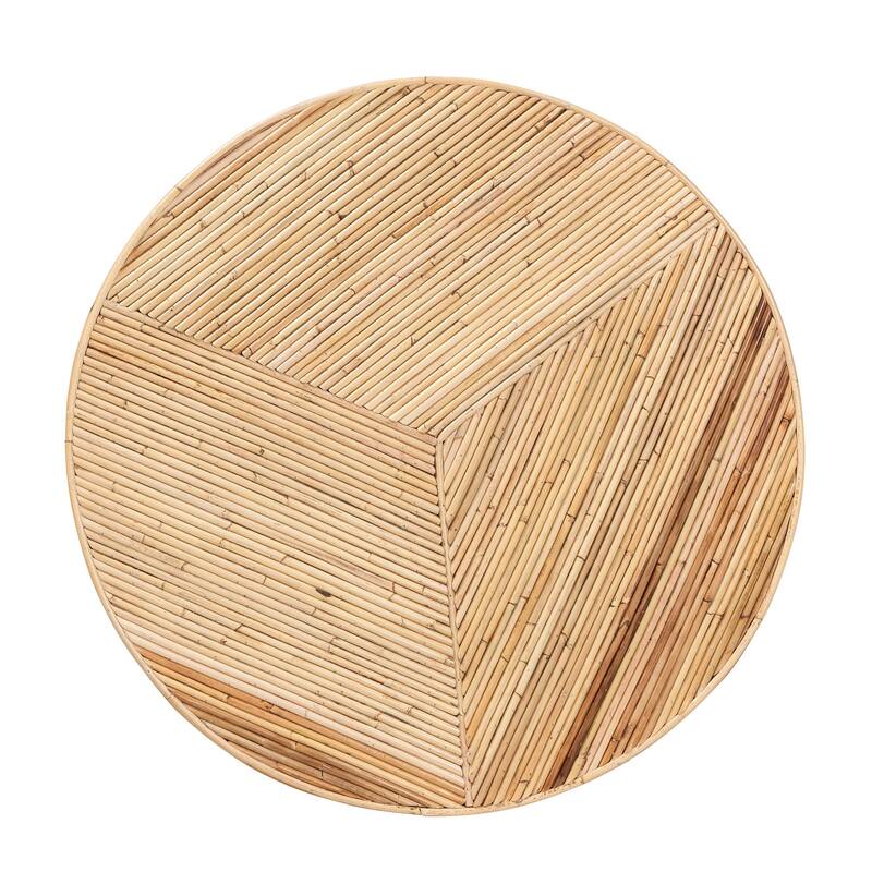 Bella Modern Bohemian Natural Rattan and Mahogany Wood Coffee Table