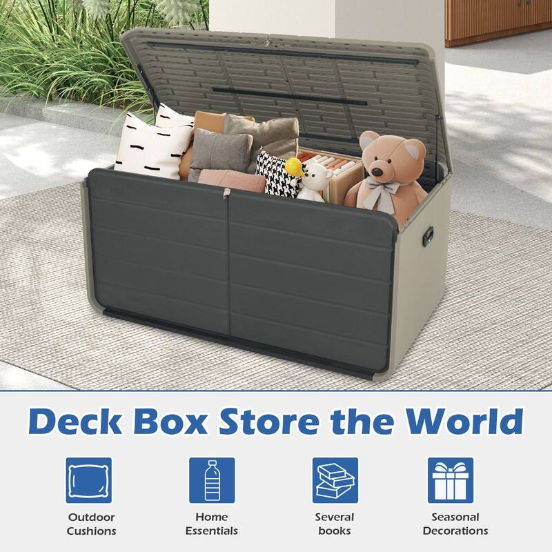 Domi 200 Resin Gallon Outdoor Storage Box - Waterproof, UV-Resistant Deck Box with Lockable Lid