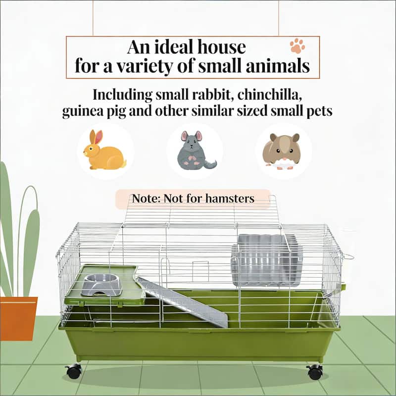 Spacious Animal Cage,Pet Play House,Small Animal Cage is designed for convenient cleaning - Green