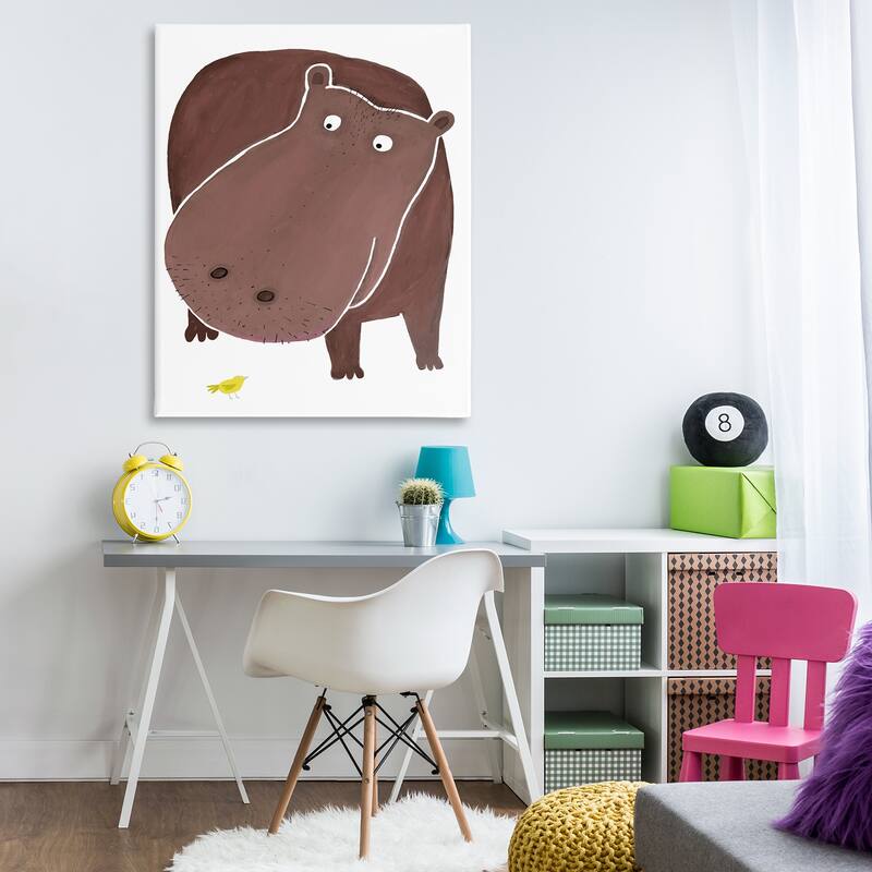 Stupell Hippo and Bird Friends Canvas Wall Art Design By Carla Daly