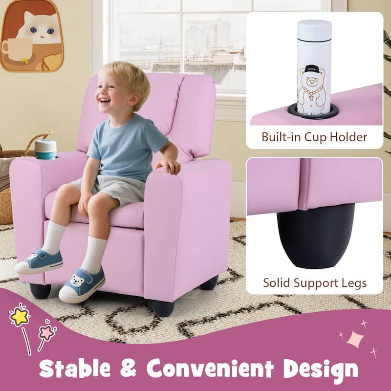 Costway Kids Recliner Chair with Cup Holder & Side Pocket Adjustable