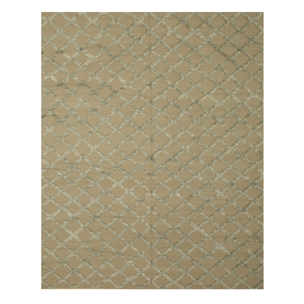 Camel Handwoven Wool & Viscose Transitional Marrakesh Trellis Rug, 6' x 9', Stylish & Soft - L