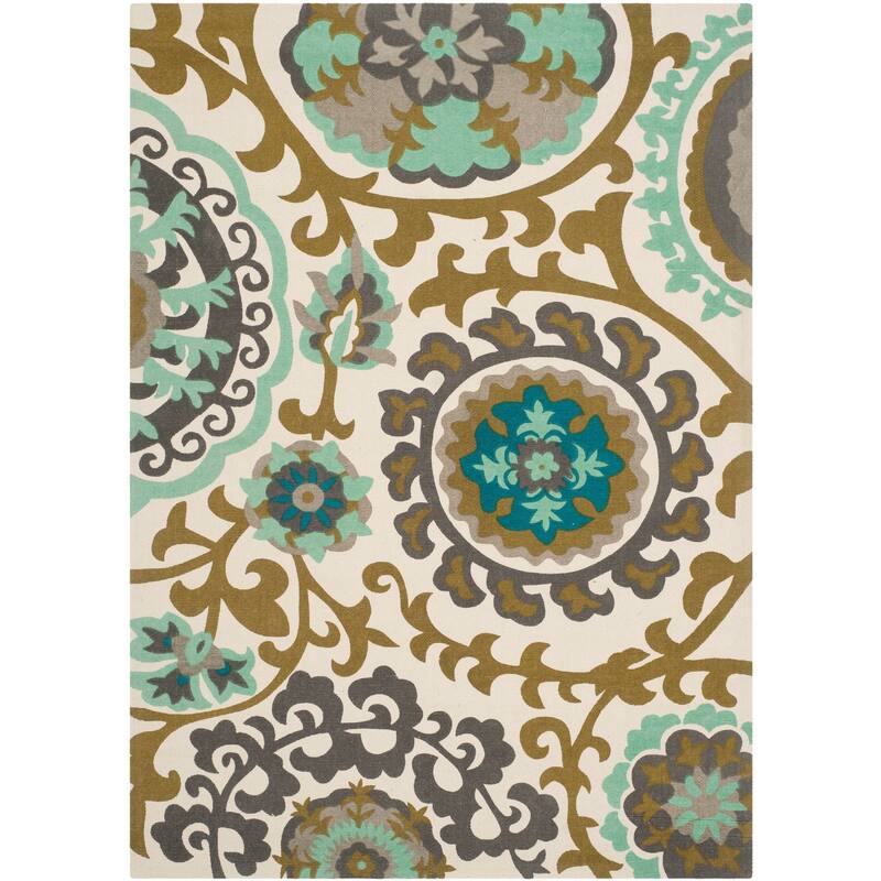 SAFAVIEH Handmade Cedar Brook Vassie Modern Cotton Rug - 4' x 6' - Turquoise - Rectangle