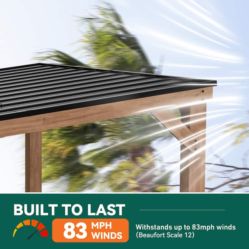 Supreme Cedar Wood Gazebo 10' x 12' with Hardtop Slope Roof, Wooden Grill Gazebo with Durable and Rot-Resistant