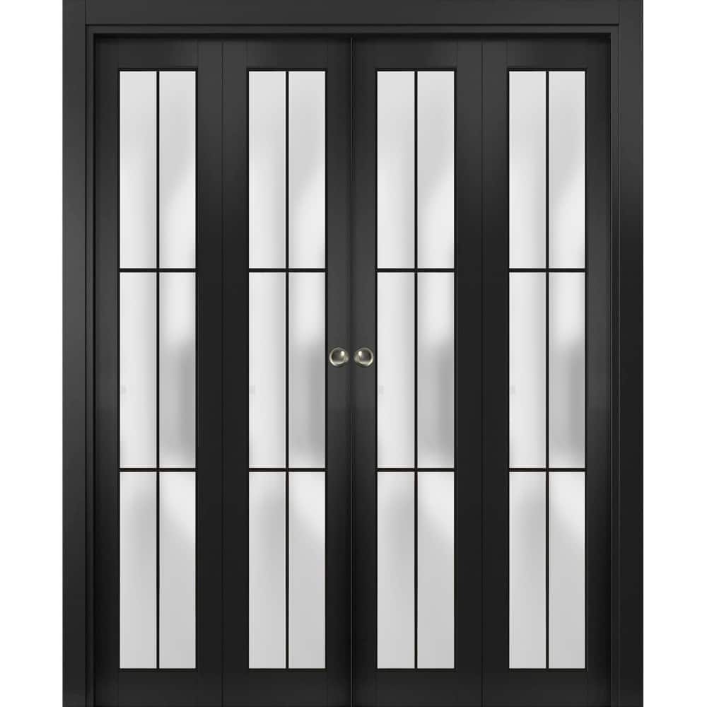 Double Bi-fold Doors Planum 2122 Matte Black Sturdy Tracks