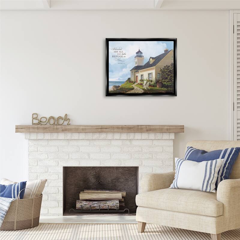 Stupell Religious Proverb Coastal Scene Framed Floater Canvas Wall Art Design by Michael Humphries