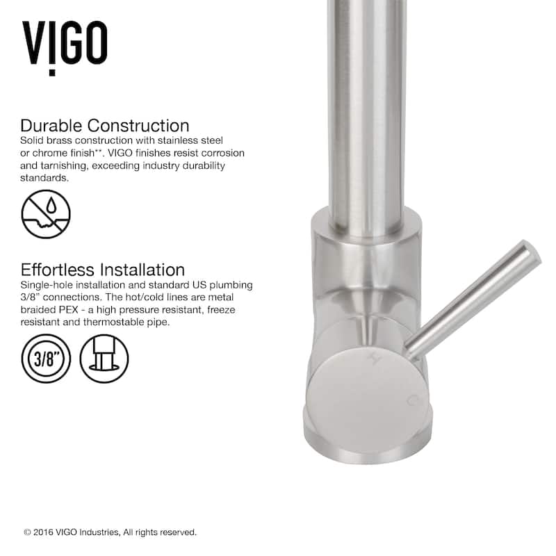 VIGO Zurich 27" H Single Handle Pull-Down Sprayer Kitchen Faucet