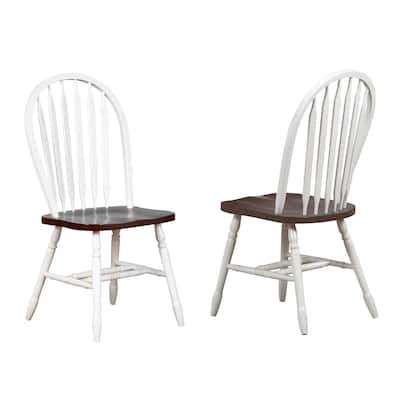 Set of 2 White and Brown Andrews Arrowback Dining Chair