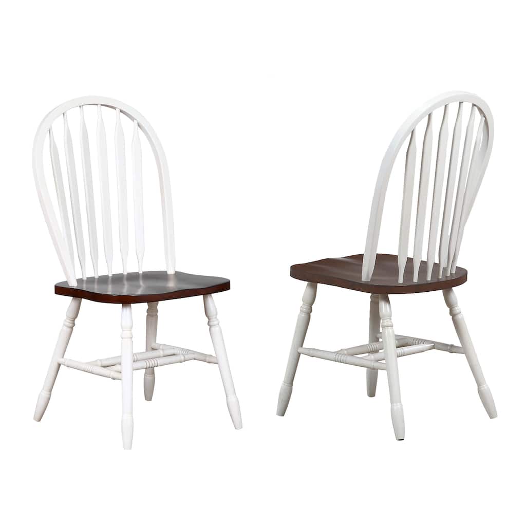 Set of 2 White and Brown Andrews Arrowback Dining Chair