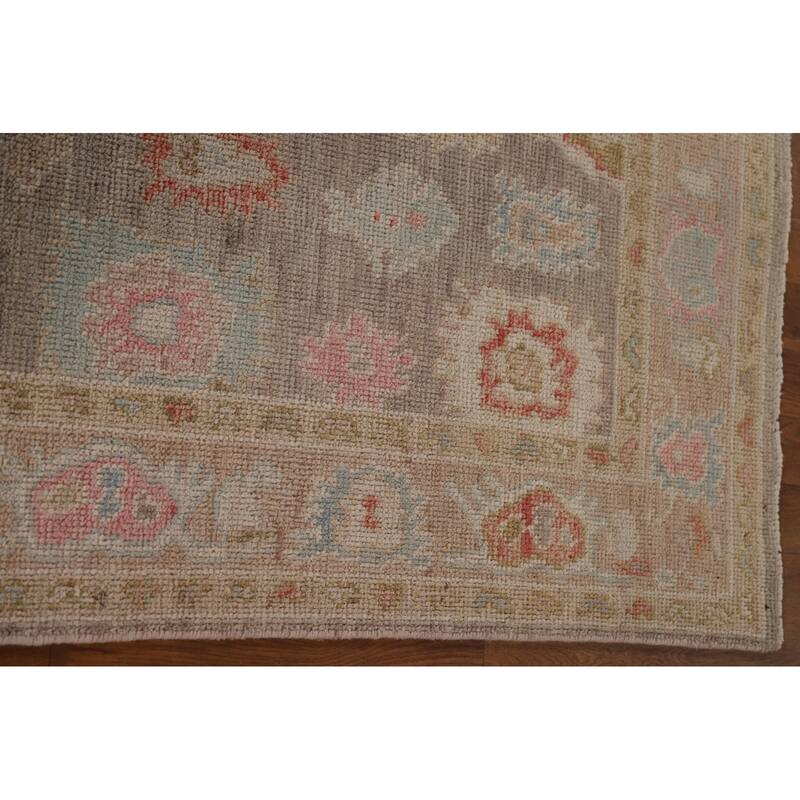Brown Oushak Oriental Area Rug Handmade Wool Carpet - 2'10"x 4'11"