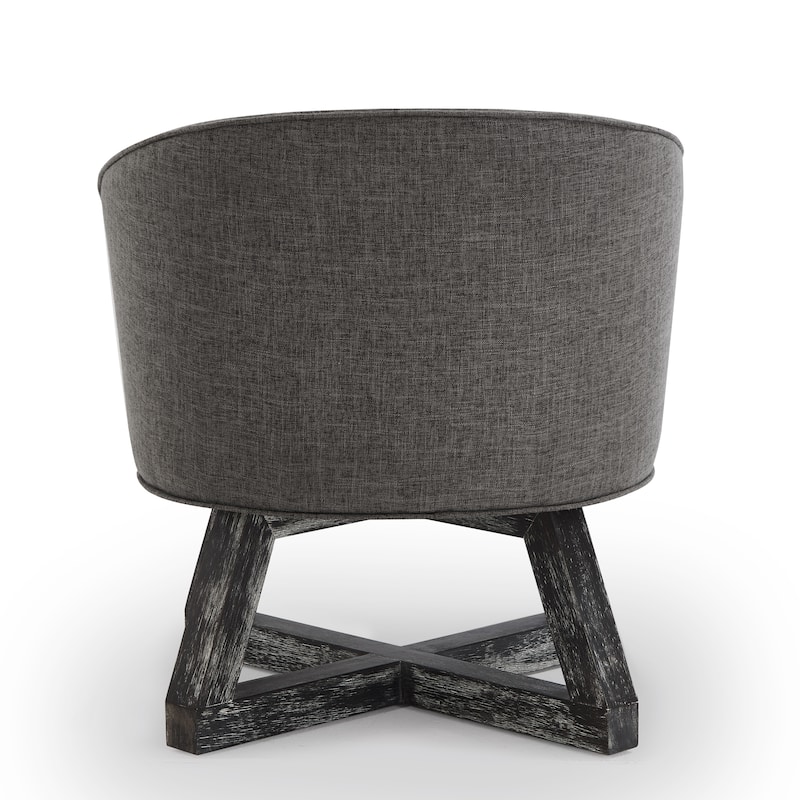 Swivel chair with cross-shaped wooden base,Lounge chair with solid wood legs,360°freely Swivel chair,Classic linen Fabric