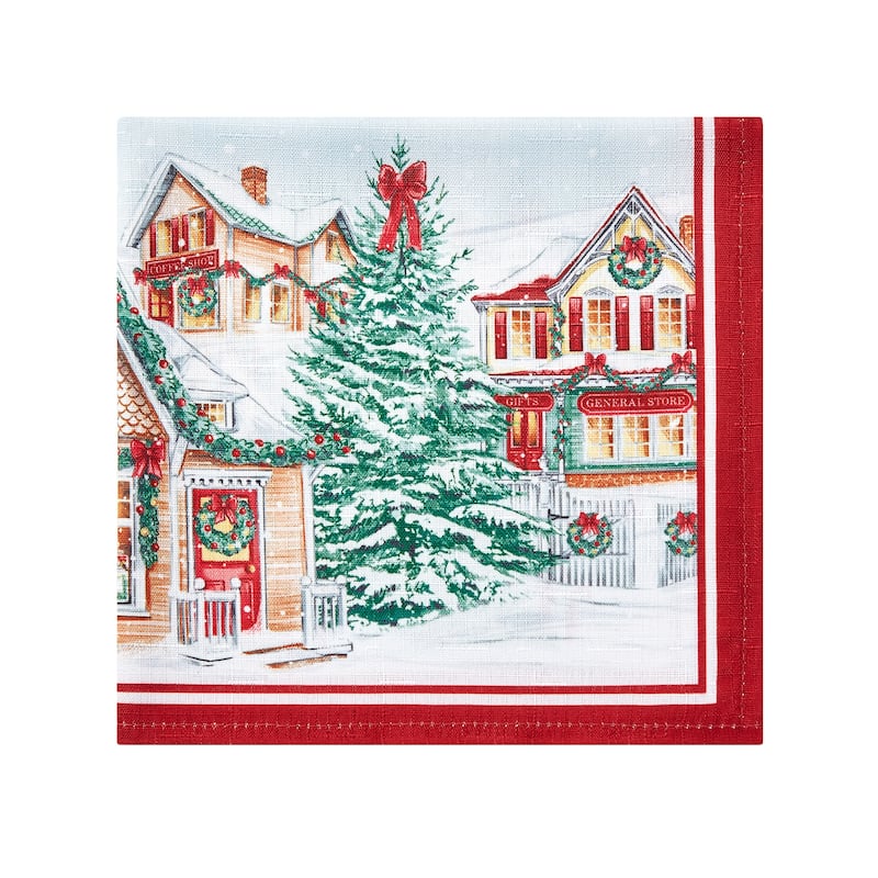 Storybook Christmas Village Holiday Napkin Set of 4 - 17x17
