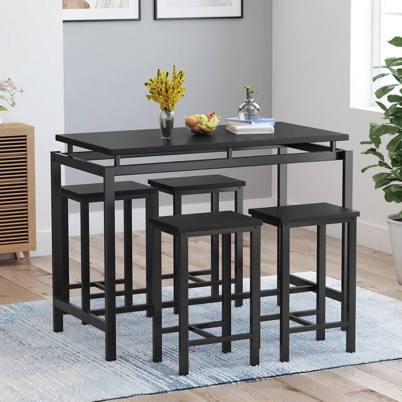 Mieres Modern Farmhouse Counter Height Pub 5-piece Dining Set