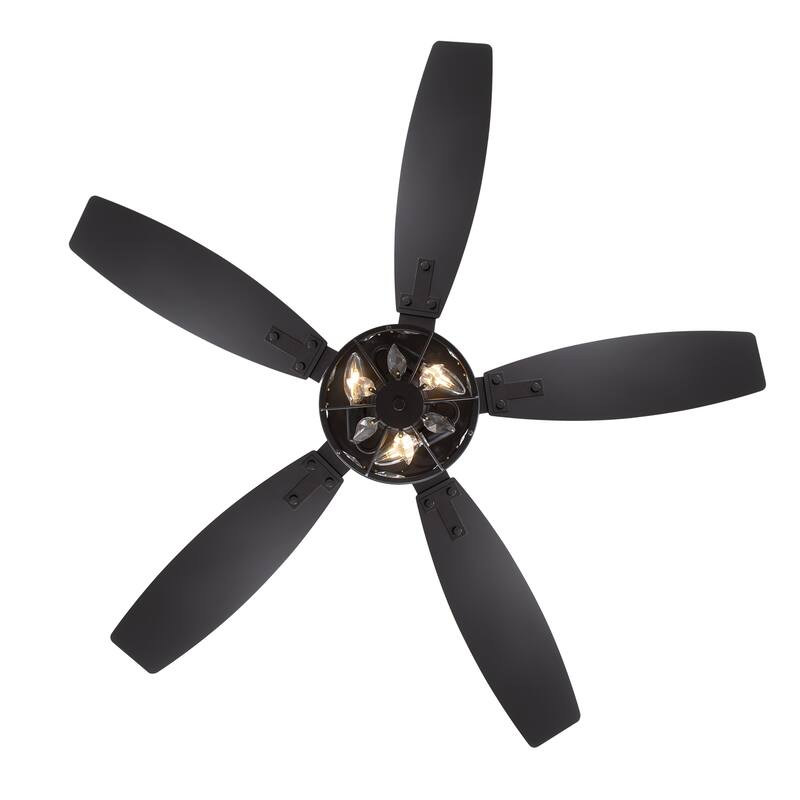48" Wood 5-Blade Crystal Fandelier Ceiling Fan with Remote and Light