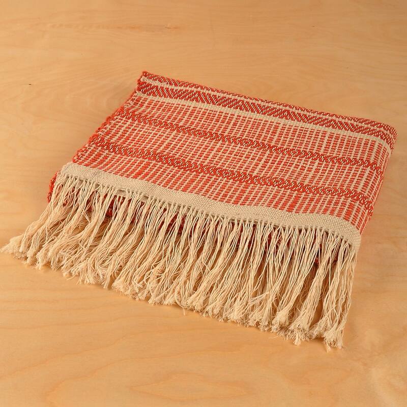 Novica Handmade Cozy Salmon Wool Throw