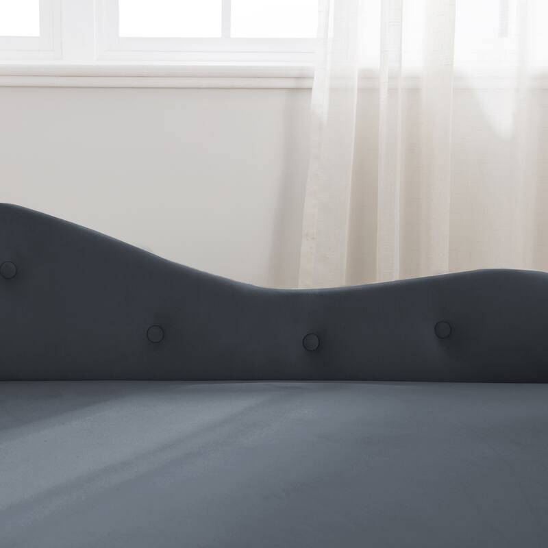 Black 58.26" Velvet Button Tufted Chaise Lounge Chair