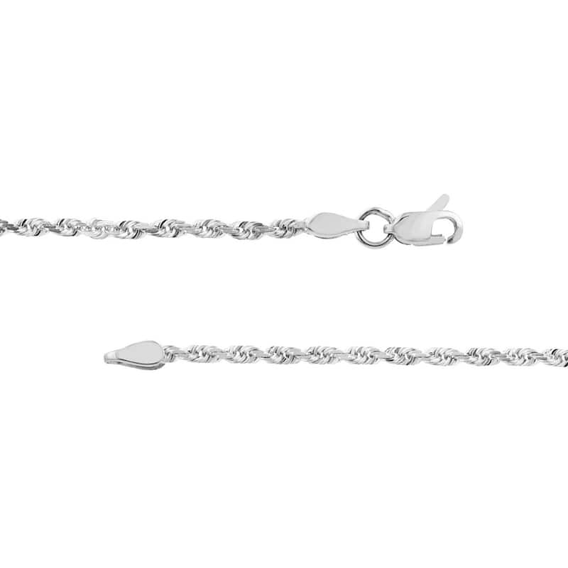 Curata 10k White Gold 2.15mm Diamond Cut Rope Chain Necklace (Lobster)