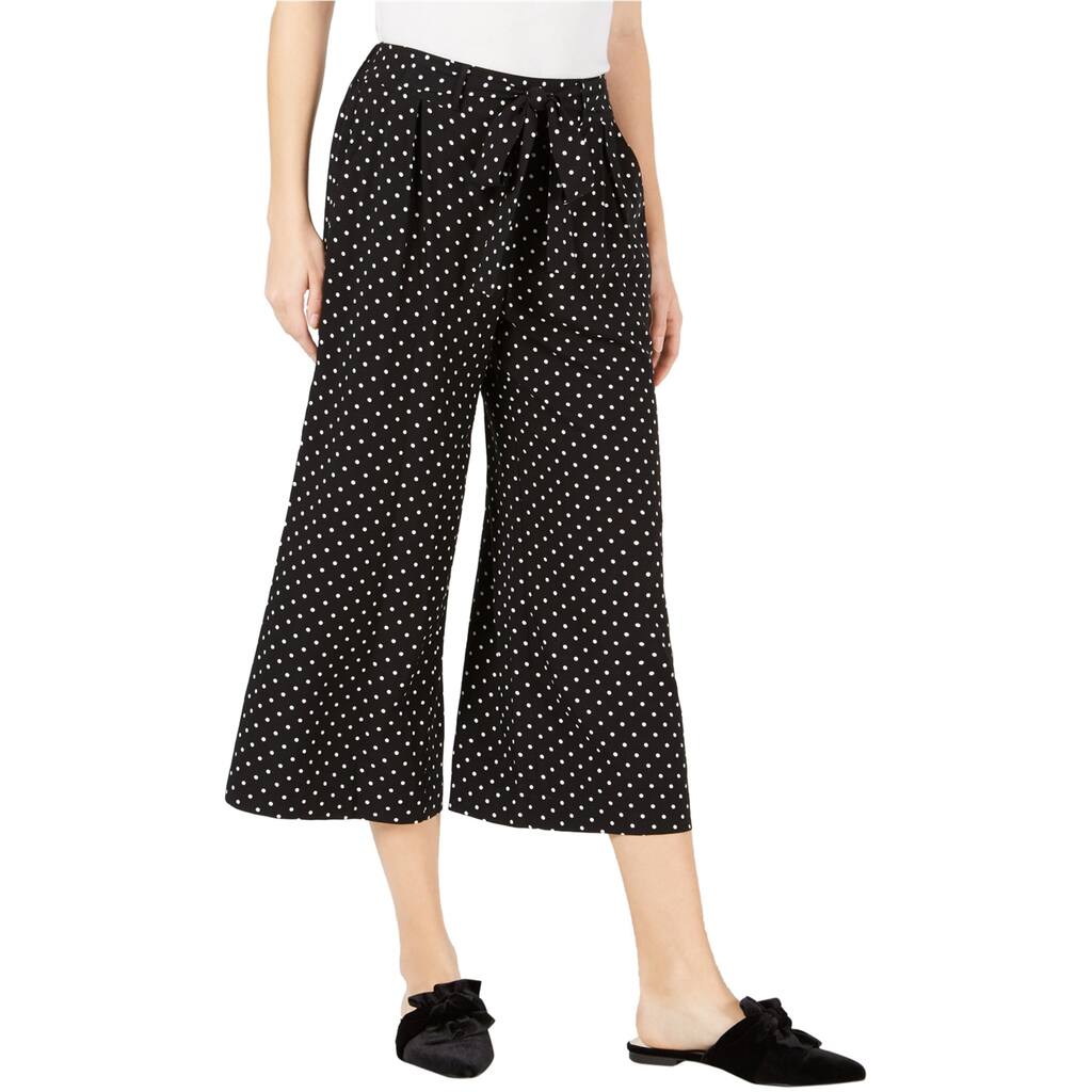 maison Jules Womens Cropped Casual Wide Leg Pants,, Black, Small