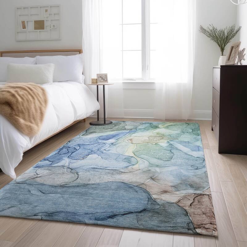 Premium Washable Super Soft Abstract Contemporary Mayfield Rug - Blue - 8' x 10' - Rectangle