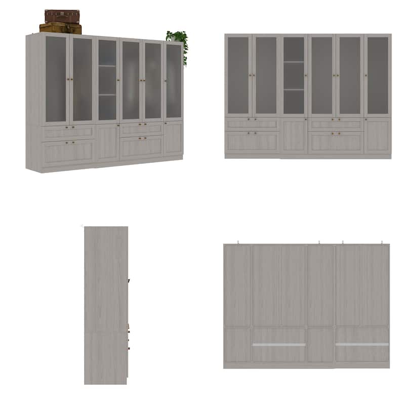 Combo Elegant Light Gray Wardrobe Modular Closet Configuration Armoire